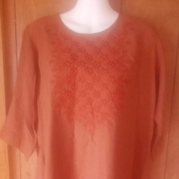 Plus Size Brown Embroidered Sunflowers? Dress Size 3X - Picture 3 of 4